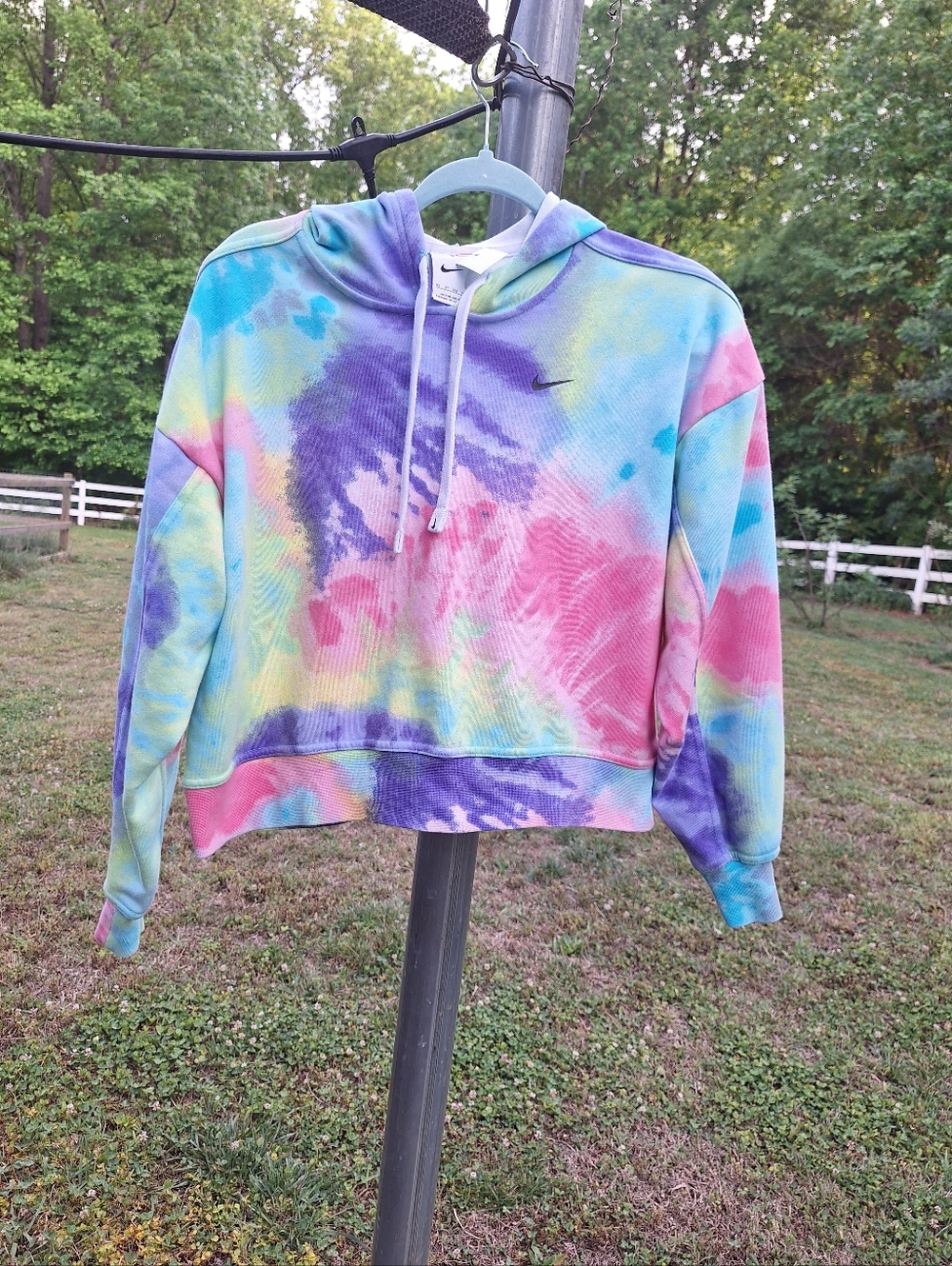 Nike Women's Tie-Dye Cropped Hoodie - Pastel Blue, Purple, Pink, Green